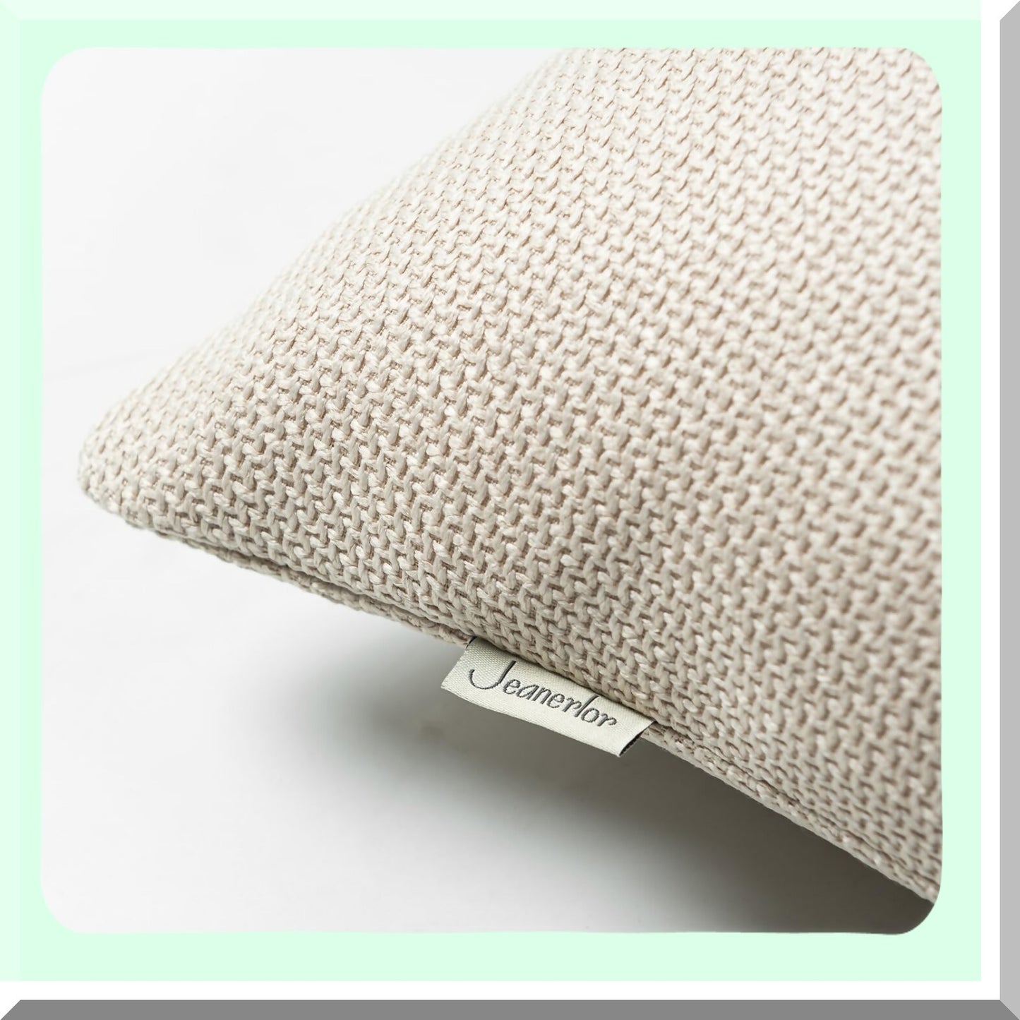 Linen Farmhouse Pillow Covers - Set of 2 Beige Rectangle Throw Pillowcases, Modern Decorative Solid Color 12x20 Inch