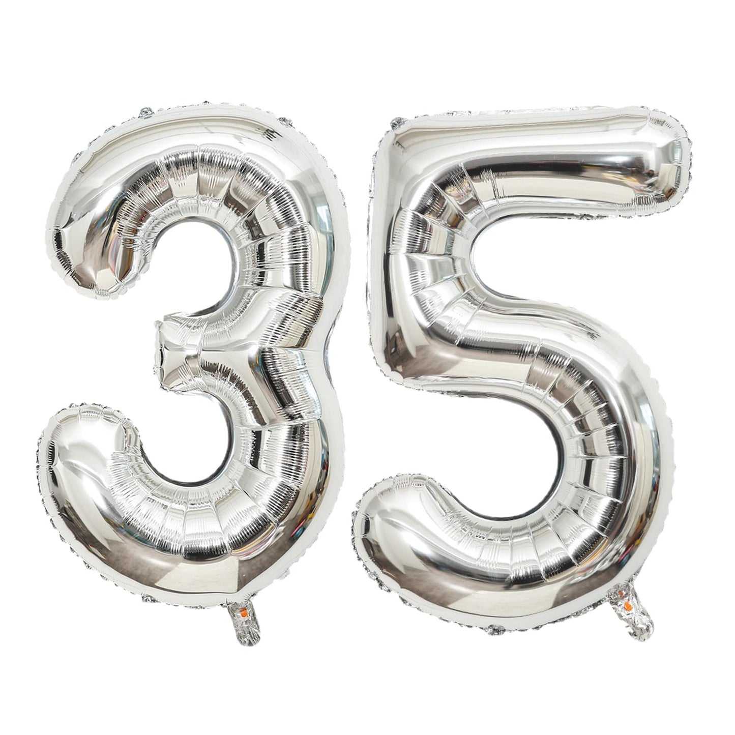 Silver Number 35 Digital Balloon Set - Giant 32" Alphabet Balloons for Birthday, Wedding, Bachelorette, Bridal Shower - Helium-Filled Party Decor