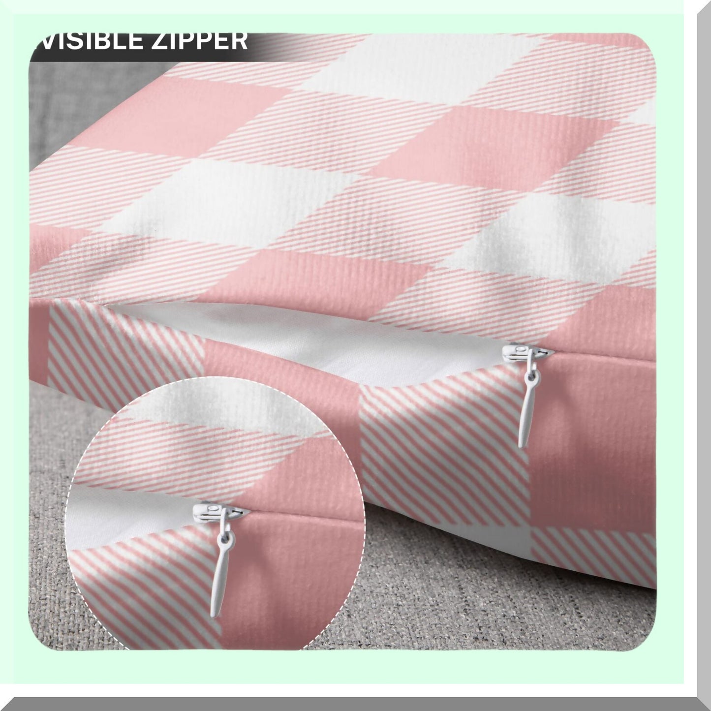 Pink Buffalo Check Plaid Chic Pillowcase - Modern Decorative Home Decor Square 20x20 Inch Cover for Cute Preppy Style Décor