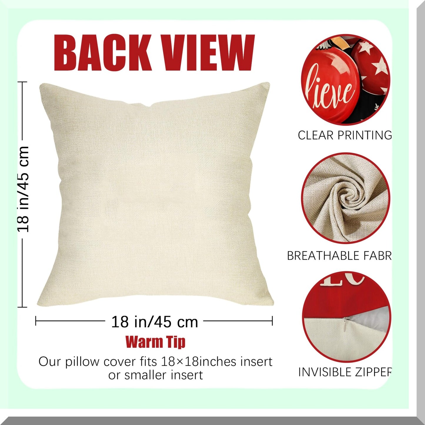 Winter Wonderland Holiday Pillow Cover Set - Festive Christmas Decorative Cushion Case Collection for Home, Patio, and Outdoor Use - 18x18 inches, Set of 4