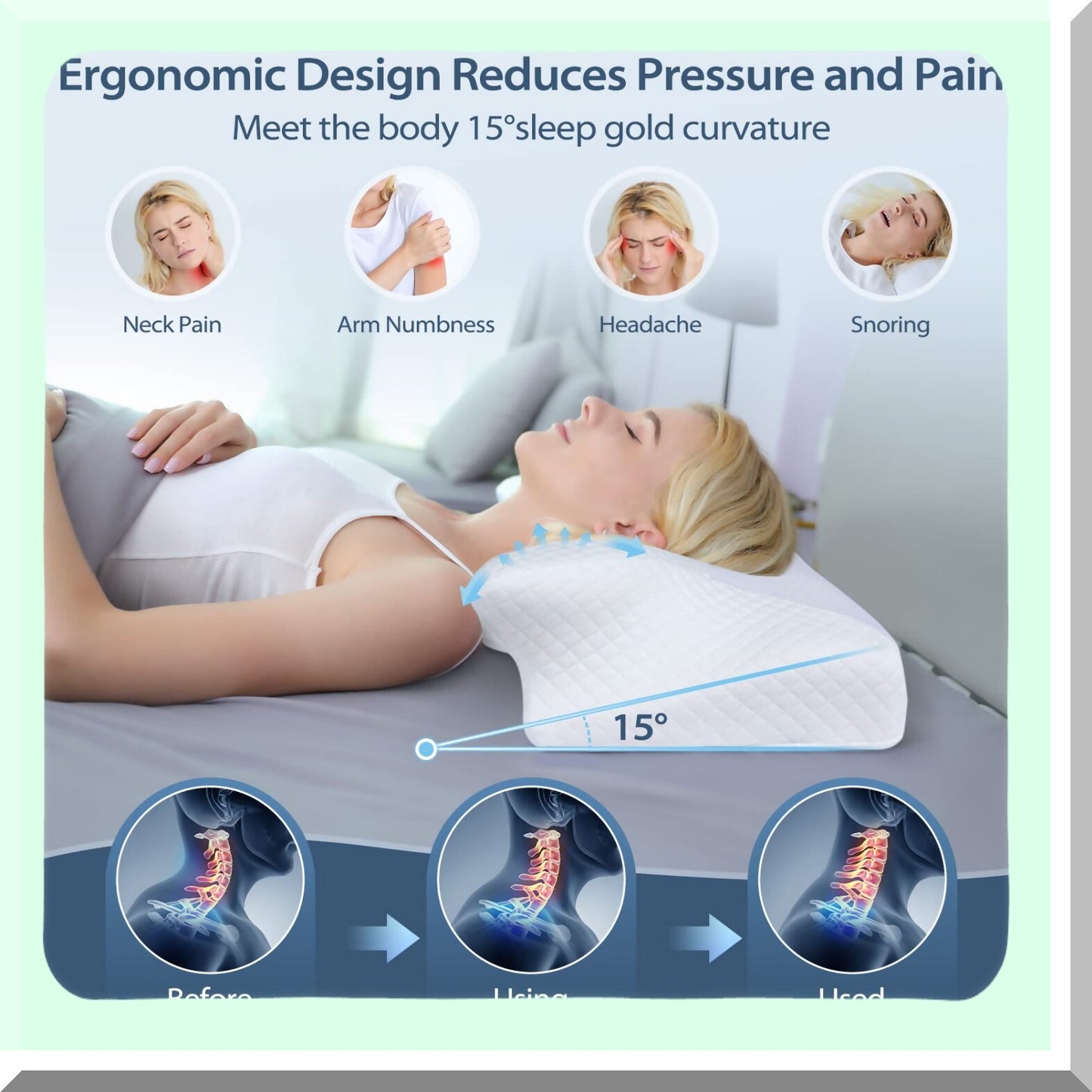 OrthoRelax Memory Foam Neck Pillow - Pain Relief Contour Pillow for Side, Back, Stomach Sleepers - Orthopedic Support for Neck & Spine Alignment