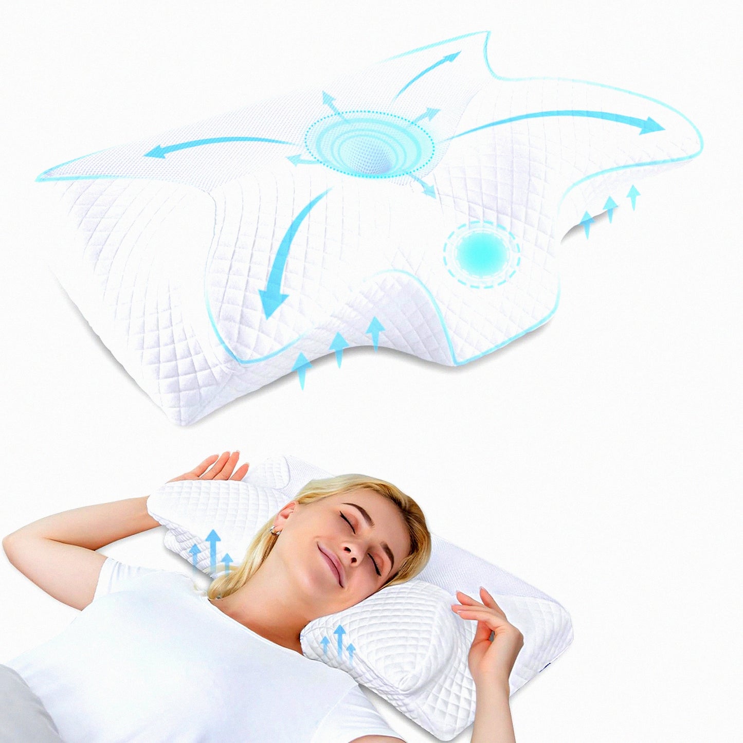 OrthoRelax Memory Foam Neck Pillow - Pain Relief Contour Pillow for Side, Back, Stomach Sleepers - Orthopedic Support for Neck & Spine Alignment
