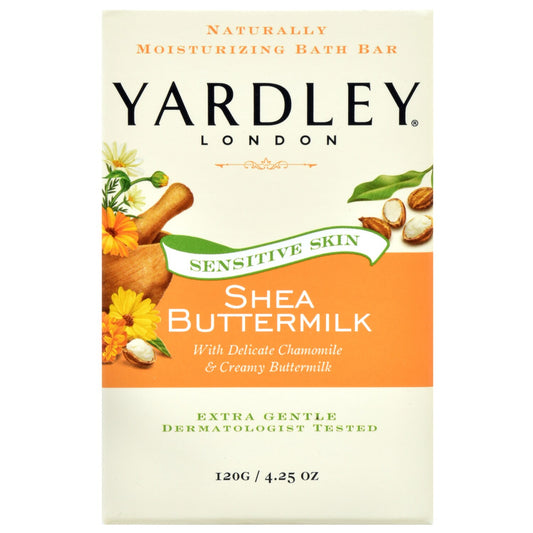 Yardley Shea Buttermilk Sensitive Skin Soap, 4.25 oz. Bars (Pack of 24)
