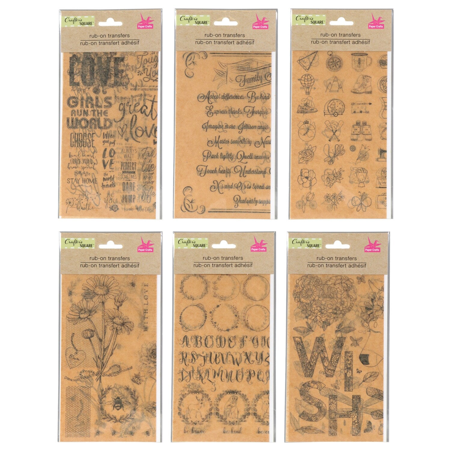 Crafter's Square Parchment Rub-On Sticker Designs (Pack of 36)