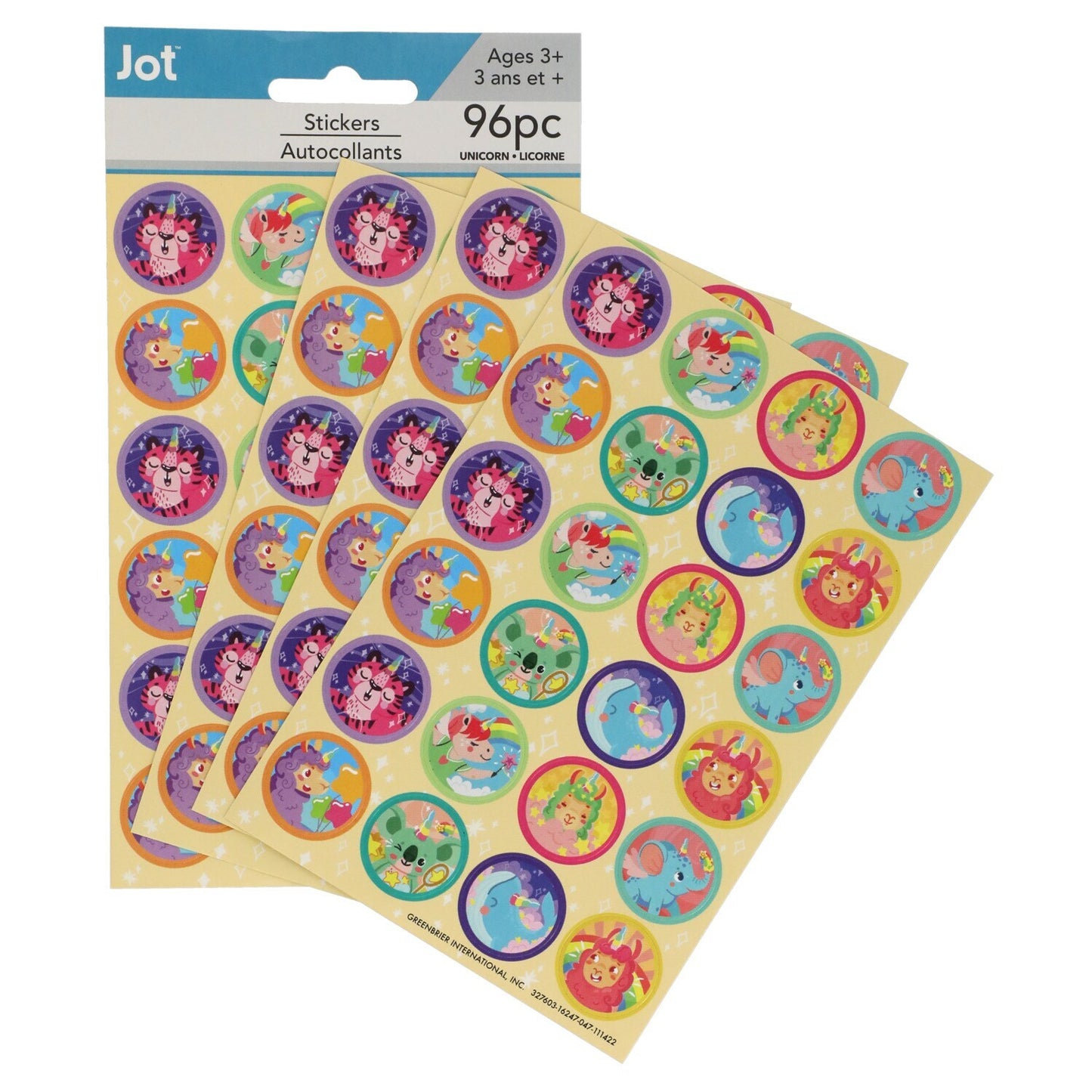 Jot Unicorn and Llama Sticker Sheets, 4-ct. (Pack of 24)
