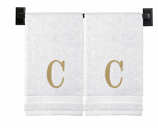 Set of 2 Monogrammed Turkish Cotton Hand Towels