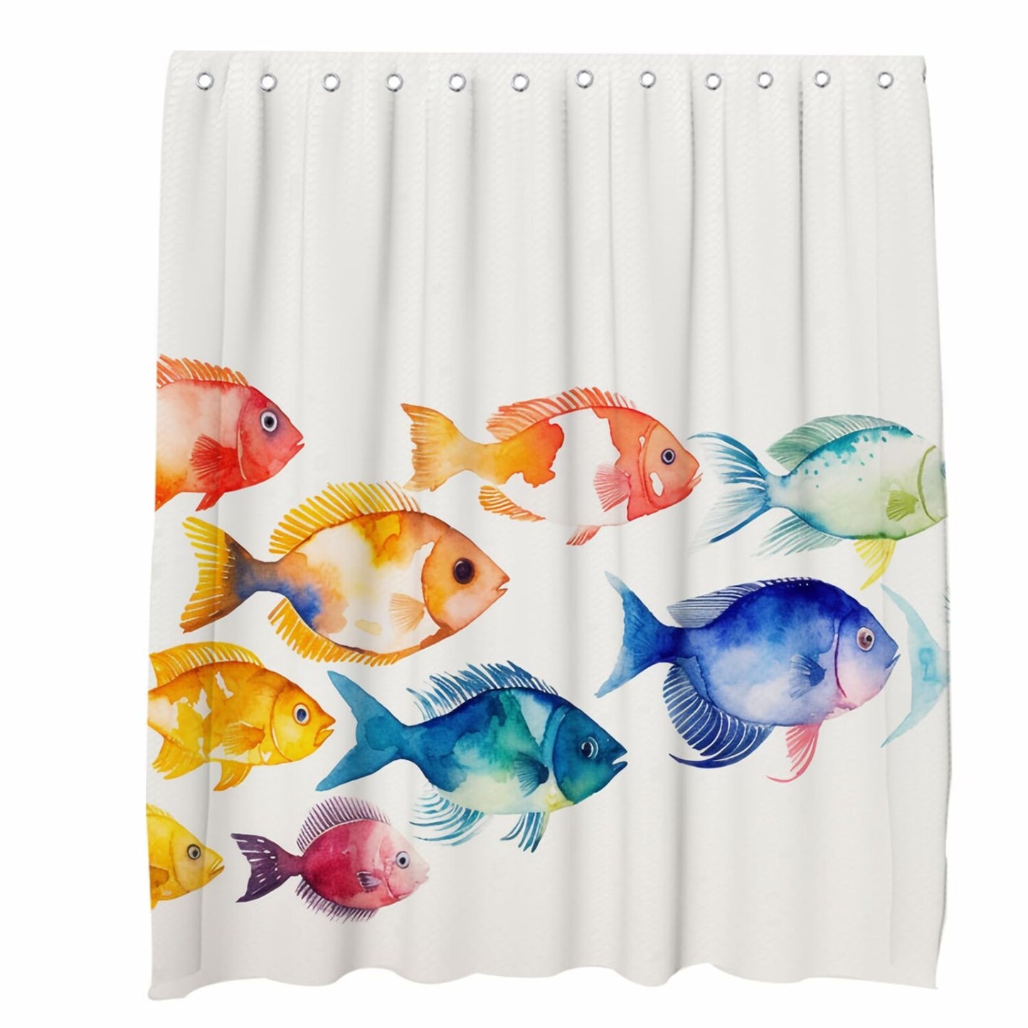 Cute Fish Shower Curtain 72x72 Waterproof Fabric
