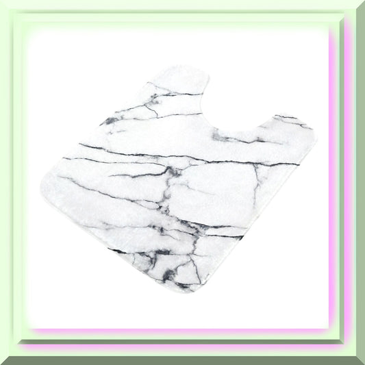 White Marble Texture U Shape Bath Mat Set