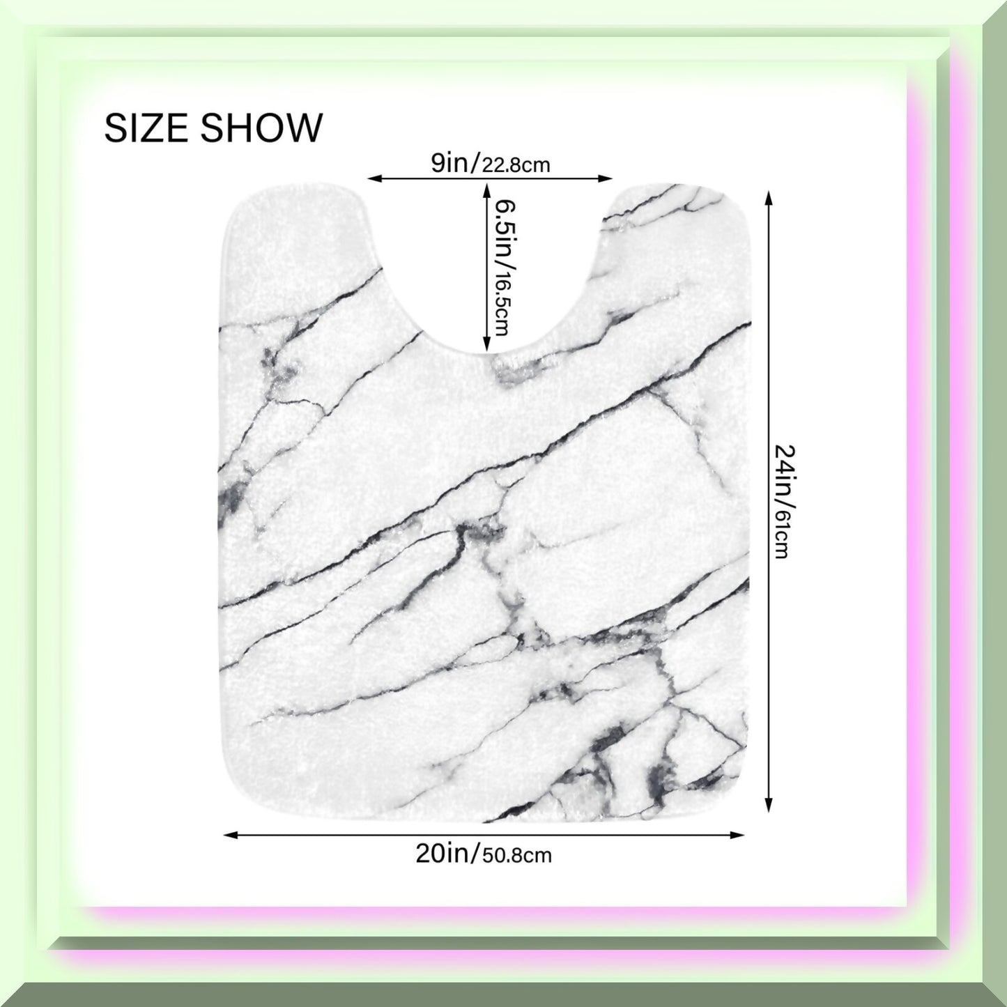 White Marble Texture U Shape Bath Mat Set