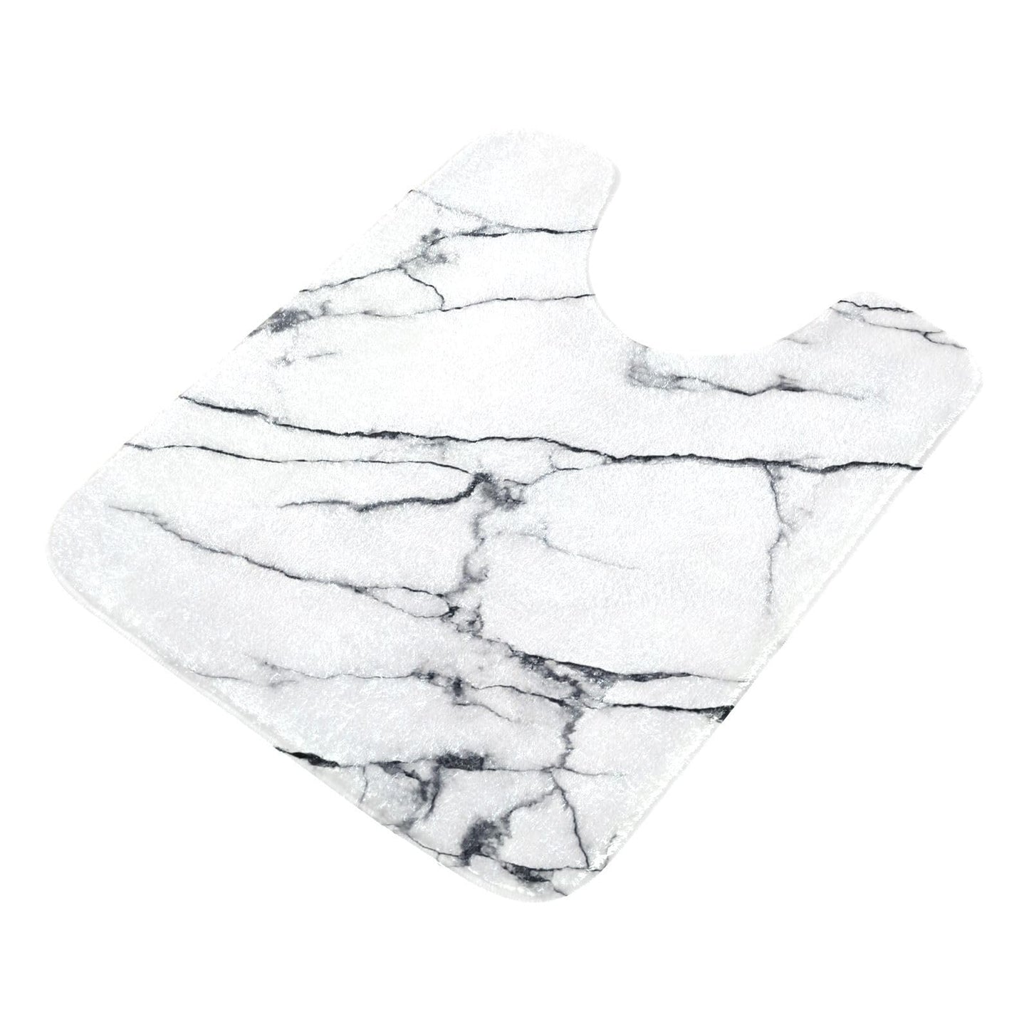 White Marble Texture U Shape Bath Mat Set