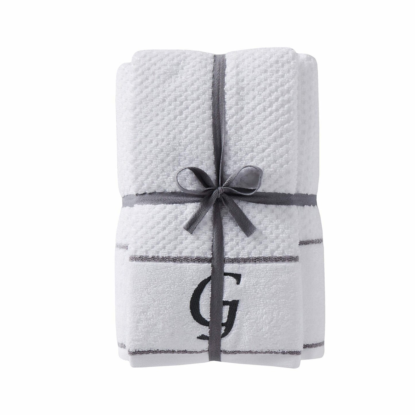 White Monogram G Bath and Hand Towel Set 4-pack
