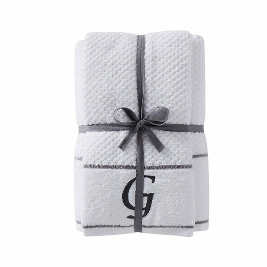 White Monogram G Bath and Hand Towel Set 4-pack