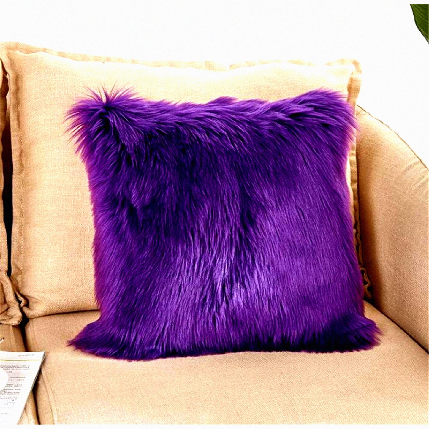 PlushLux Long Throw Pillow Cover - Super Soft Cushion Case for Home, Sofa, Bed, Car - Deluxe Decorative 18x18 Inch - Purple Luxe Décor