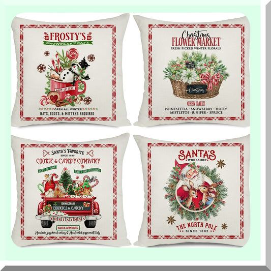 Holiday Cheer Pillow Covers Set of 4