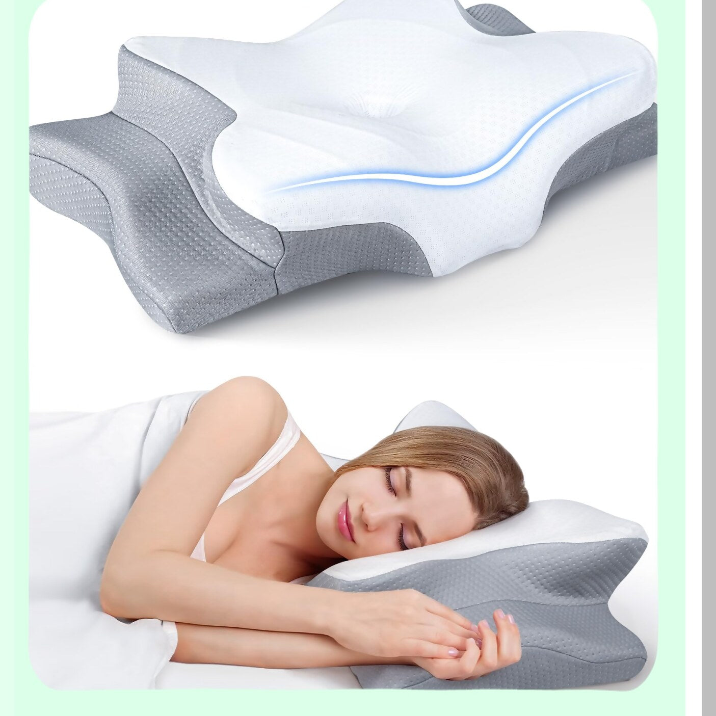 Arctic Chill OrthoCool Memory Foam Neck Pillow - Adjustable Support for Side, Back, Stomach Sleepers - Pain Relief Cooling Technology - Ergonomic Contour Design - Odor-Free - Cozy Sleep Experience