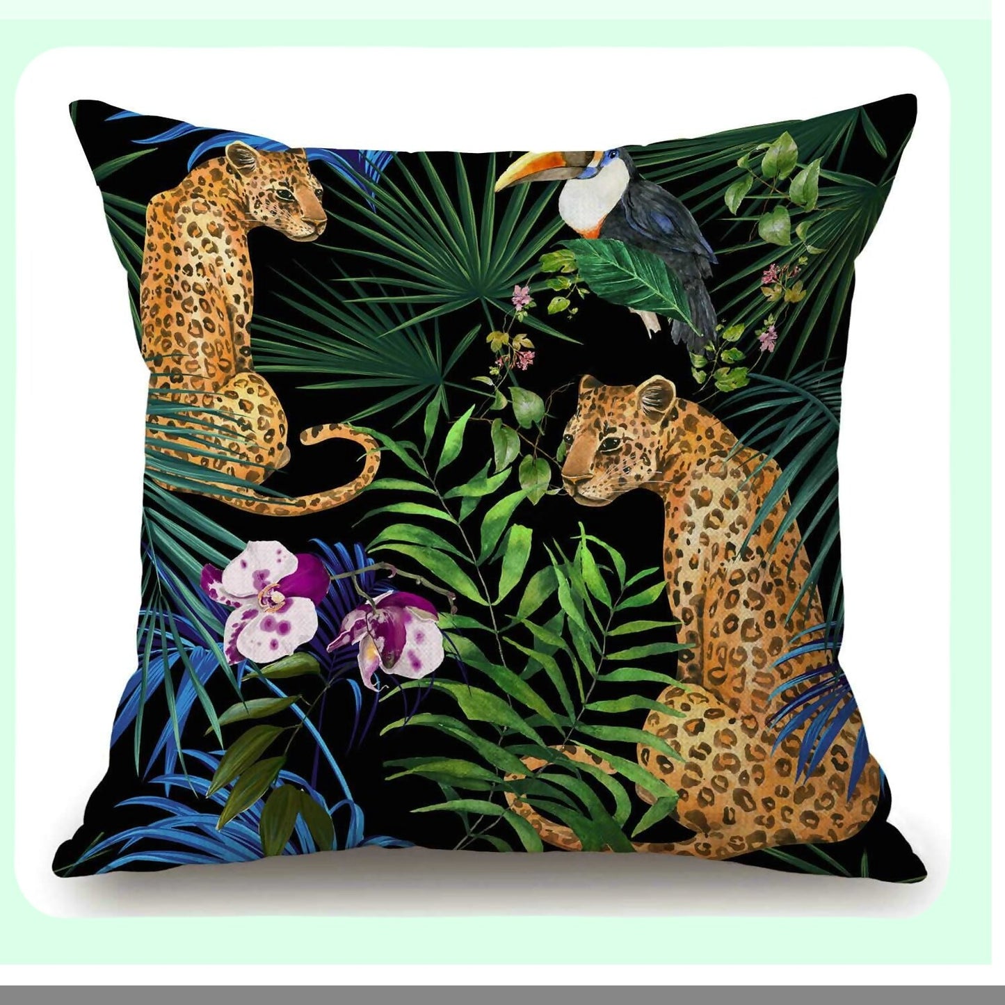 Leopard Safari Cotton Linen Pillow Cover - Animal Print Decorative Cushion Case for 18x18 Inch Home Decor Pillowcase