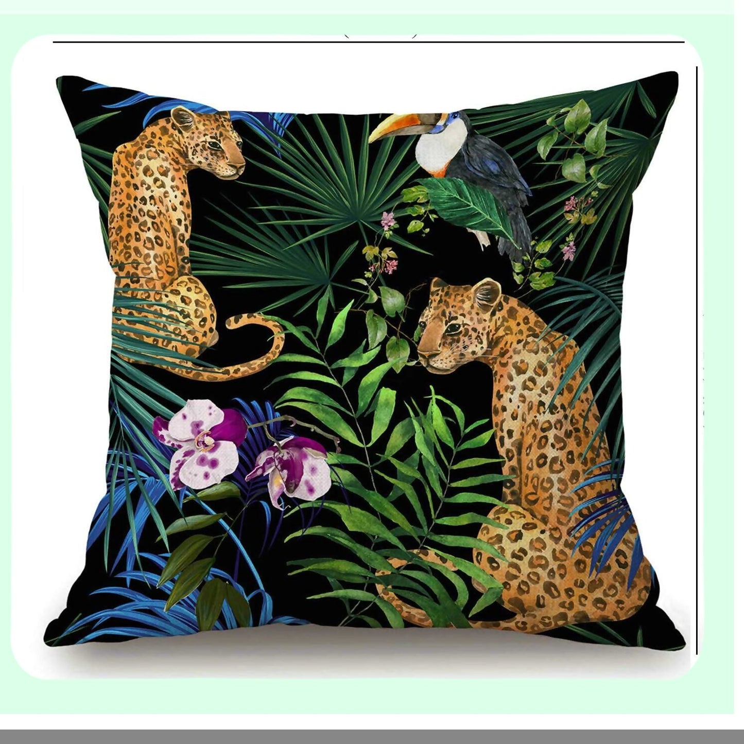 Leopard Safari Cotton Linen Pillow Cover - Animal Print Decorative Cushion Case for 18x18 Inch Home Decor Pillowcase