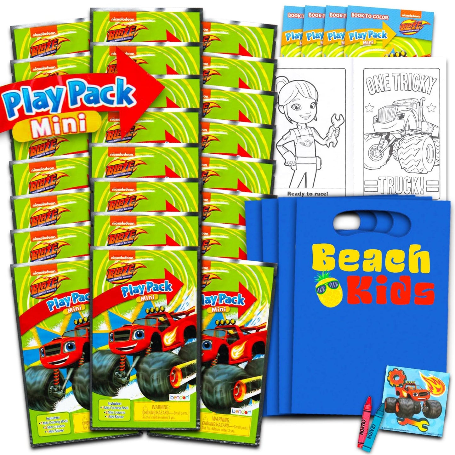 Blaze Monster Machines Mini Party Pack - 24 Grab n Go Play Packs with Coloring Pages, Stickers & More - Kids Birthday Party Favors Set