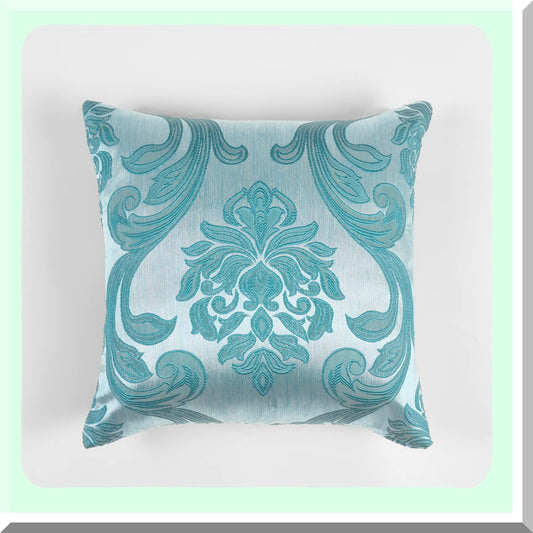 Teal Jacquard Pillow Covers Set of 2 for Couch and Bed