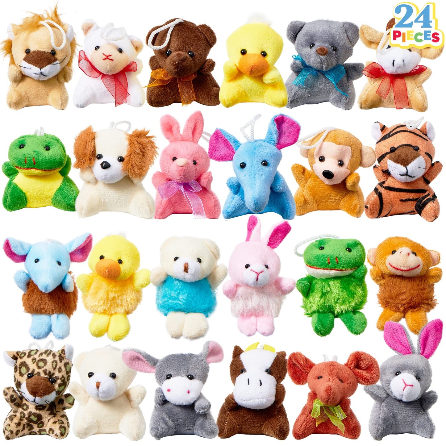 24 Pack Mini Plush Toys Assortment for Kids and Parties