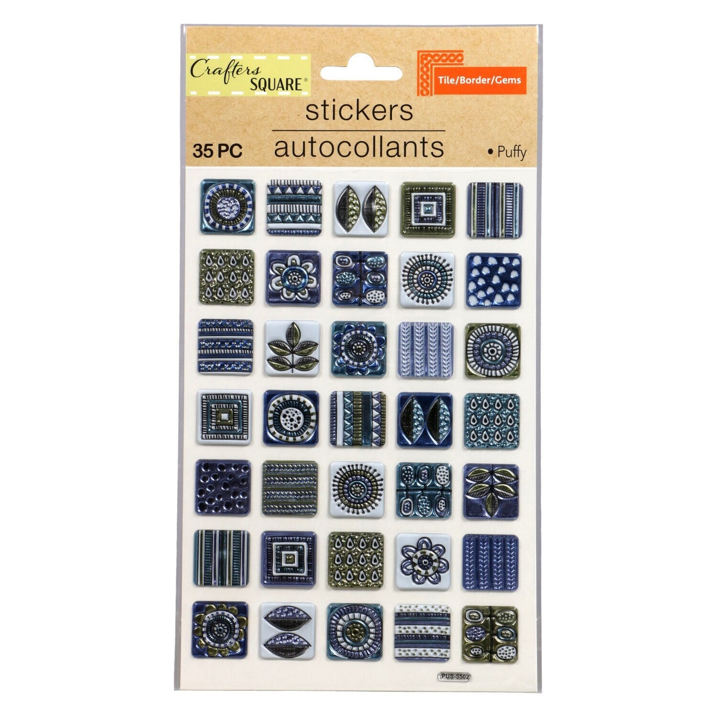 Crafter's Square Metallic 3D Tile Stickers (Pack of 36)