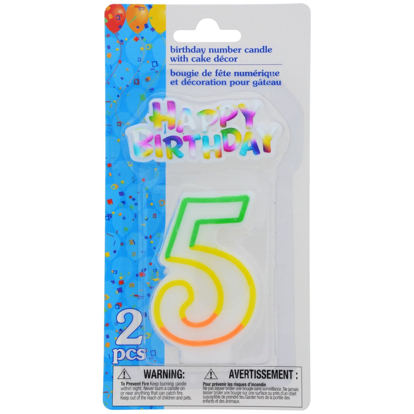 Number 5 Birthday Candles with Cake Decor, 2-pc. (Pack of 12)