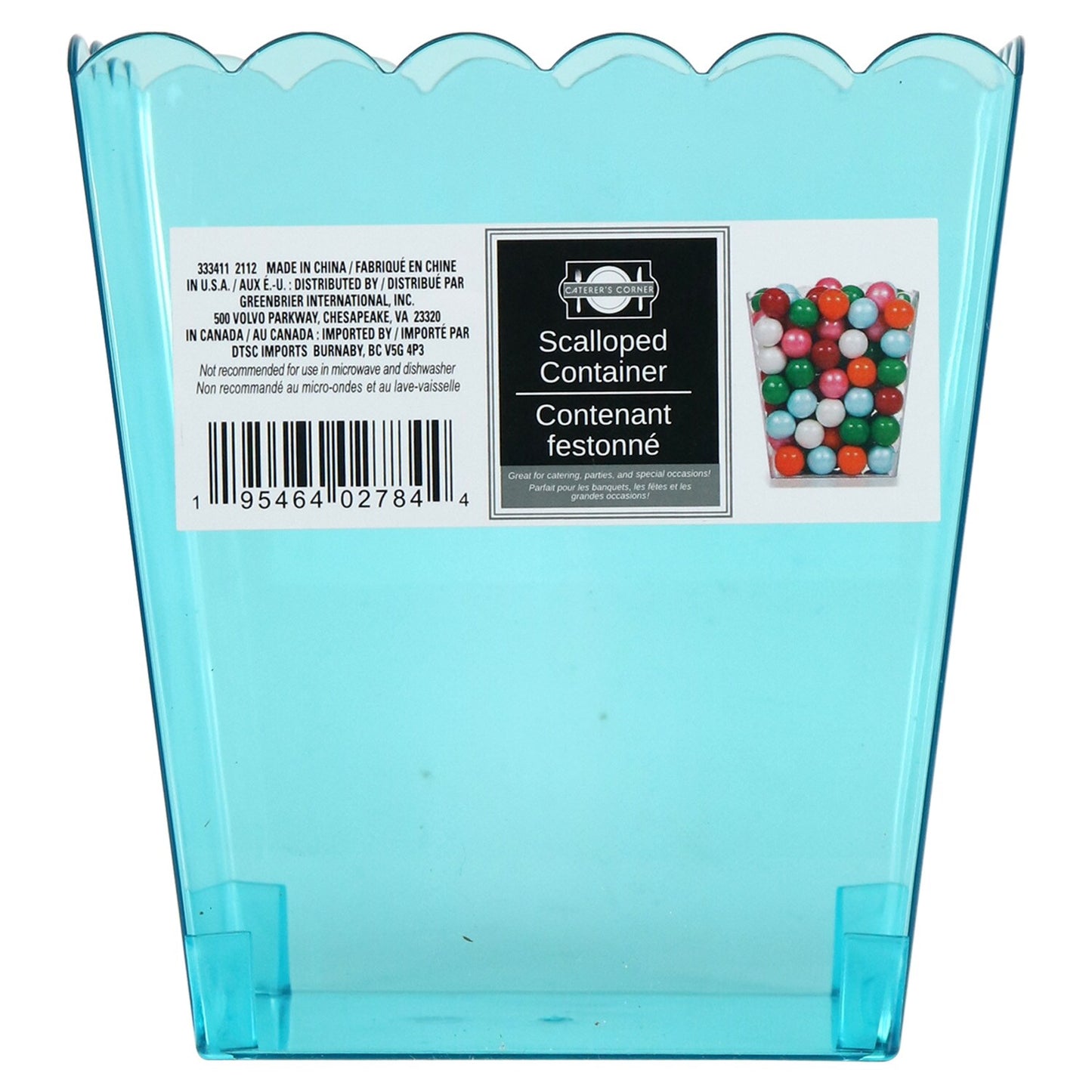 Light Blue Scalloped Plastic Buckets, 5.625x4.5x6-in. (Pack of 24)