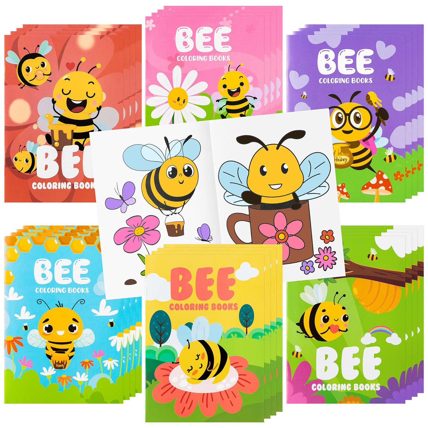 Buzzing Bee Art Adventure Coloring Book - 24 Pages of Honeycomb Flowers & Insects for Kids Party Favors, DIY Drawing, Birthday Goody Bag Stuffers & Classroom Gifts