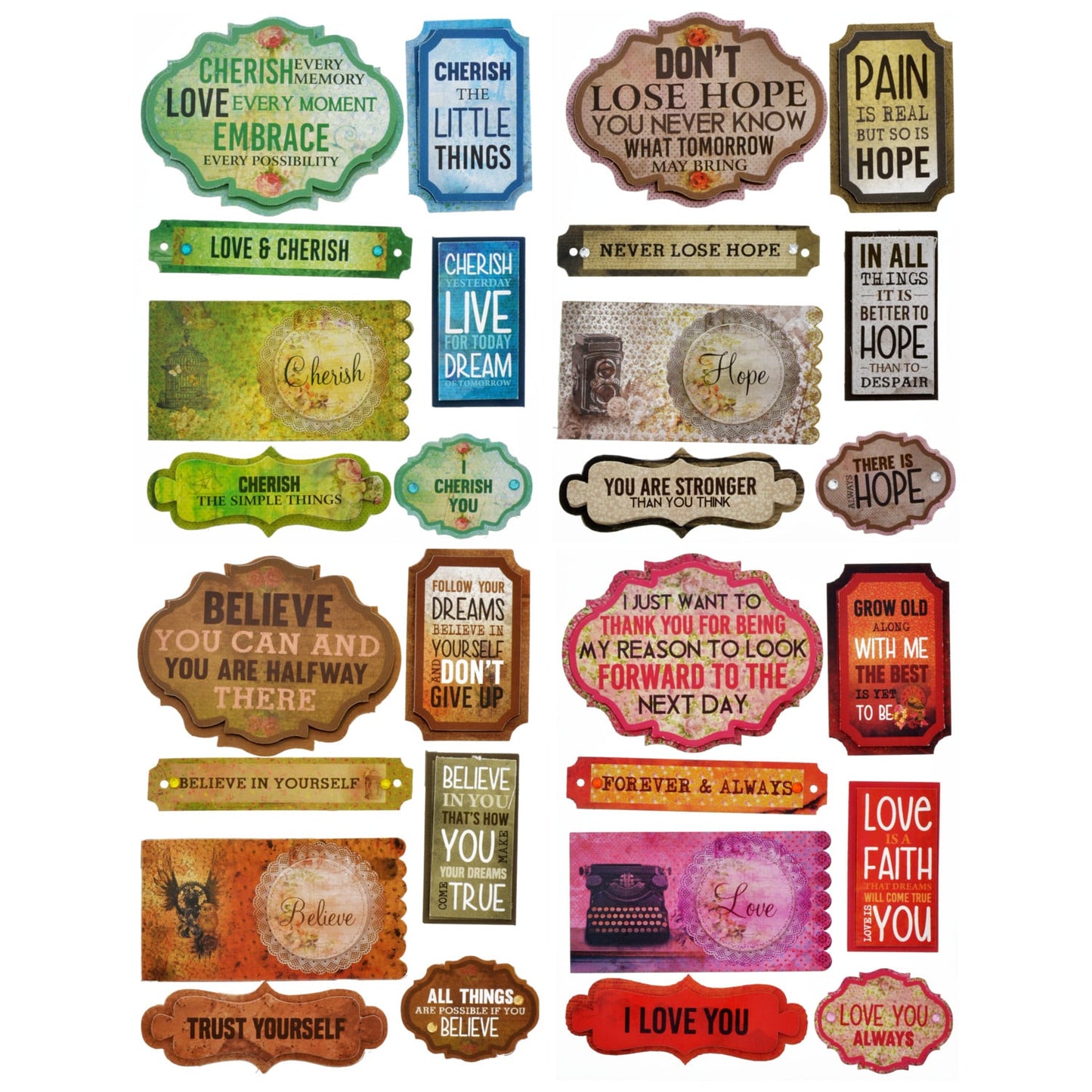 Decorative Stickers with Inspirational Sayings, 7-ct. Packs (Pack of 24)