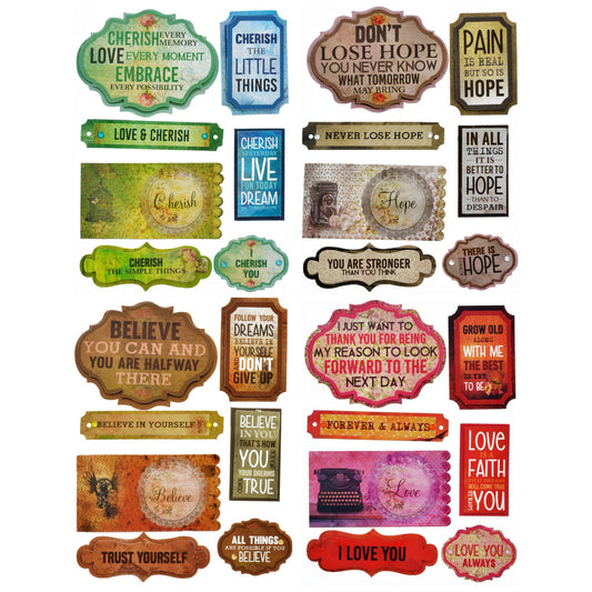 Decorative Stickers with Inspirational Sayings, 7-ct. Packs (Pack of 24)