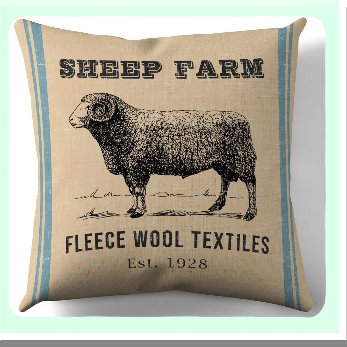Rustic Farmhouse Sheep Pillow Cover - 18x18 Inches, Decorative Farm Decor Throw Pillow Case, Country Style Cushion Cover - Cover Only