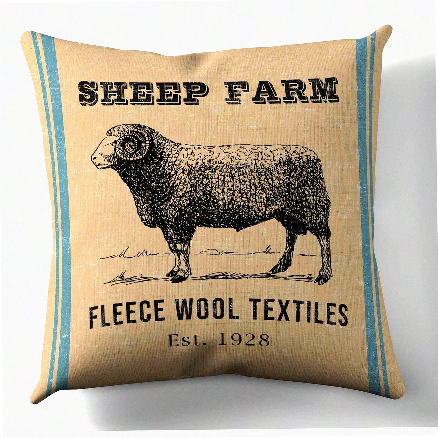 Rustic Farmhouse Sheep Pillow Cover - 18x18 Inches, Decorative Farm Decor Throw Pillow Case, Country Style Cushion Cover - Cover Only