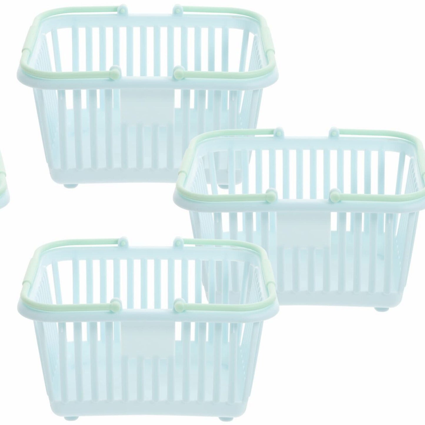 3pcs Sky-blue Portable Shower and Grocery Baskets
