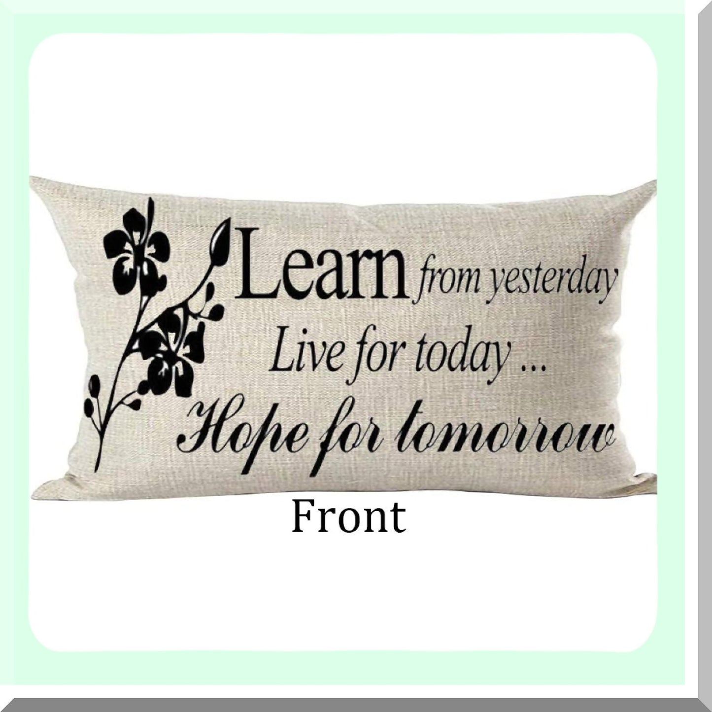 Inspirational Quote Decorative Lumbar Pillow Cover - Learn Live Hope - Home Sofa Bed Car Cotton Linen - 12x20 Inches