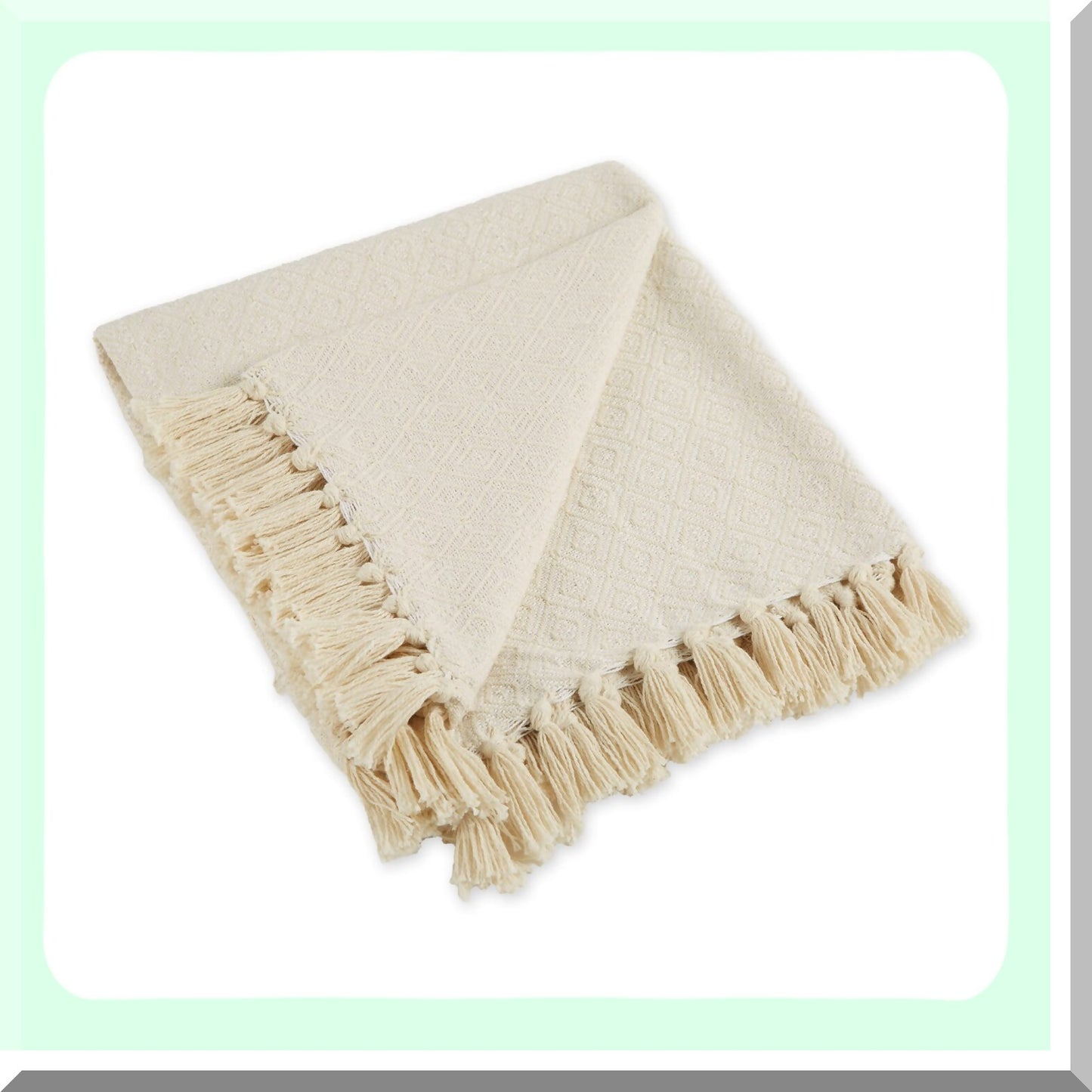 Diamond Weave Natural Throw Blanket - 50x60