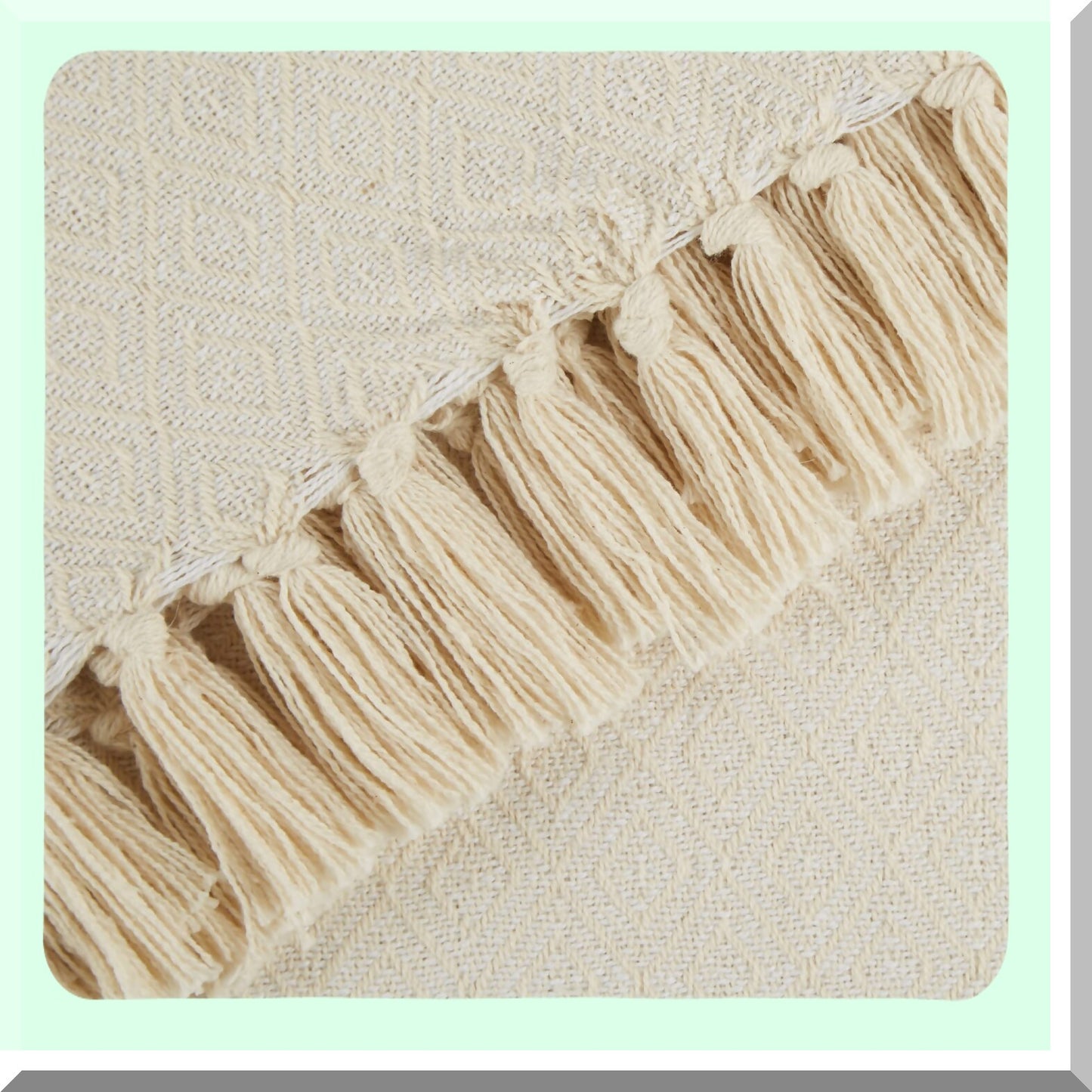Diamond Weave Natural Throw Blanket - 50x60