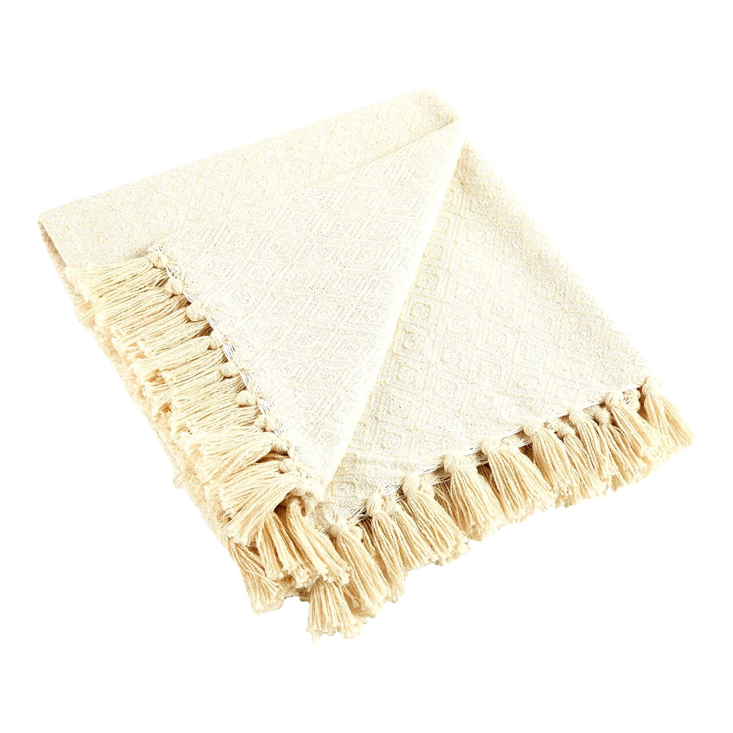 Diamond Weave Natural Throw Blanket - 50x60