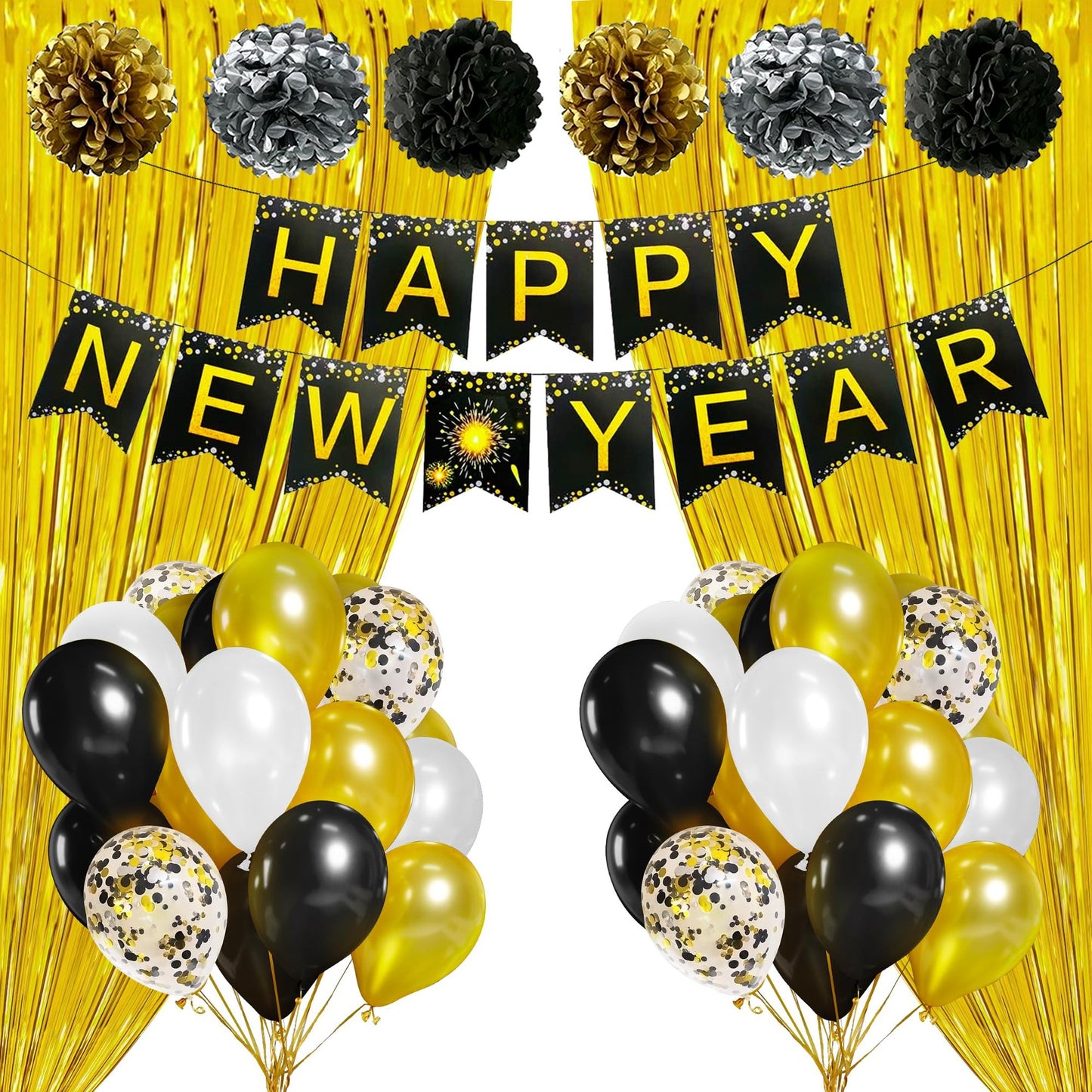 New Year's Eve Party Supplies 2024 Pack of 44
