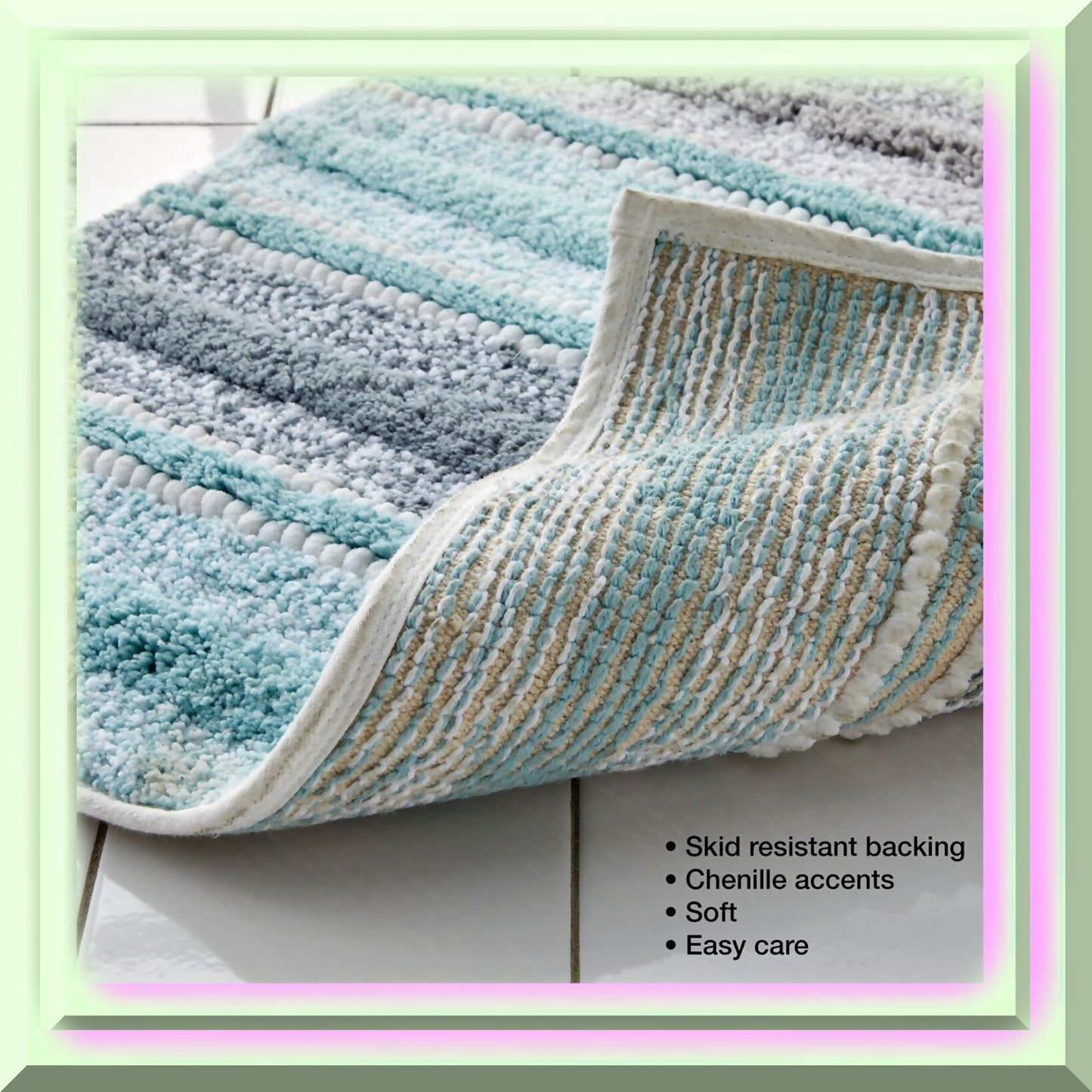 Water Stripe Rug 20" x 30" Teal