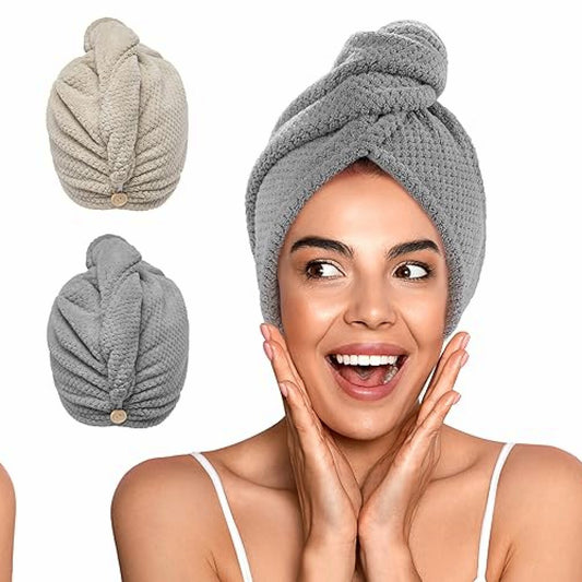2 Pack Microfiber Hair Towels for Women