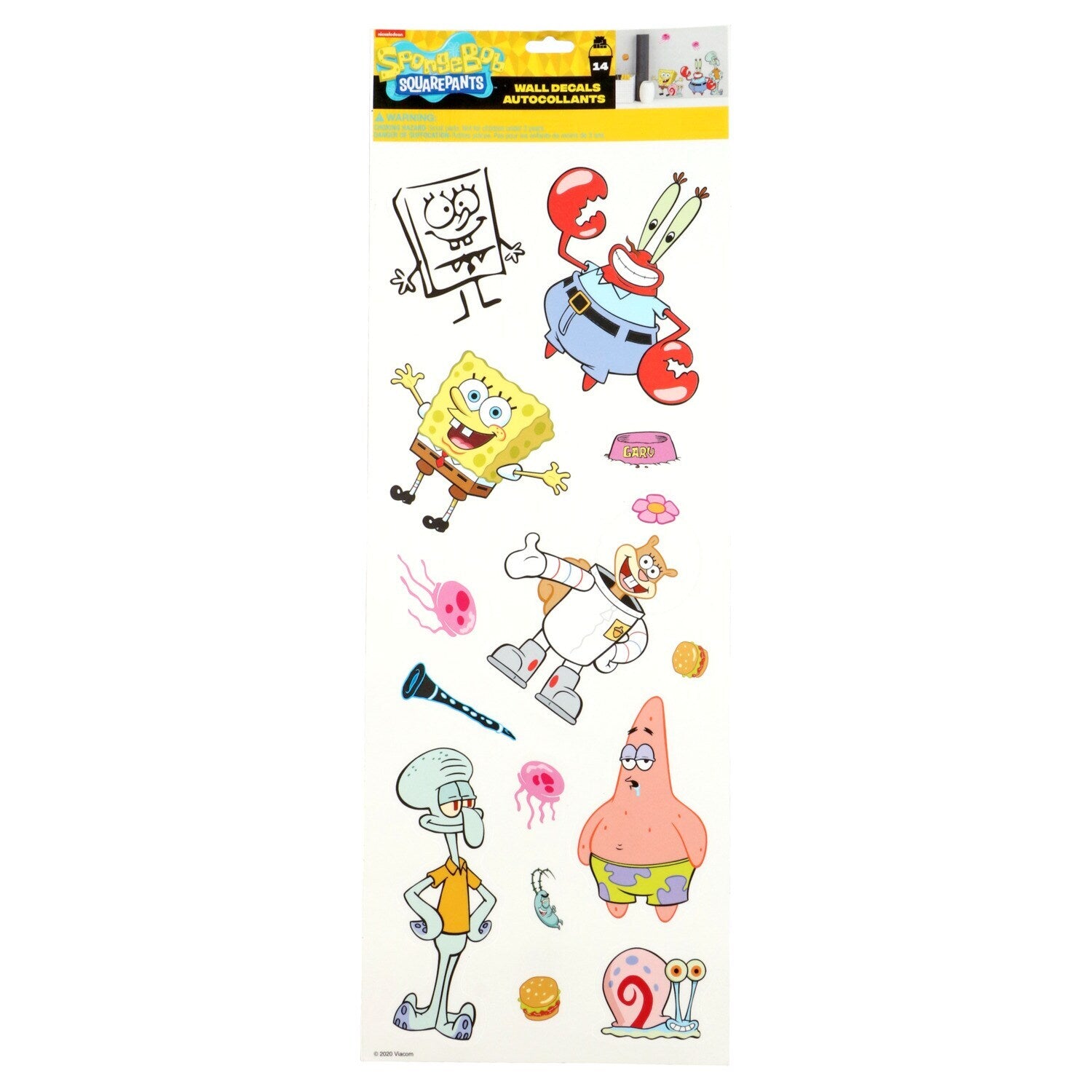Licensed Nickelodeon Spongebob Squarepants Wall Stickers,14 stickers (Pack of 12