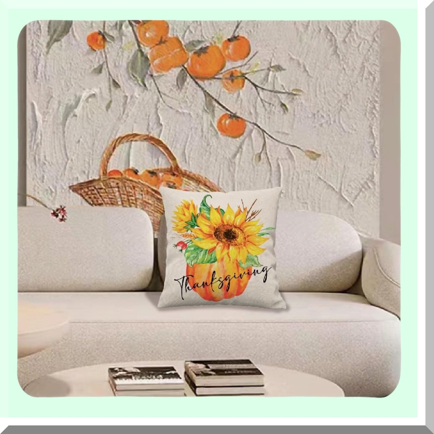 Autumn Harvest Pillow Covers Set - Fall Thanksgiving Decor 18x18 - Autumn Leaves Throw Pillow Cases - Decorative Sofa Couch Pillows for Fall Theme