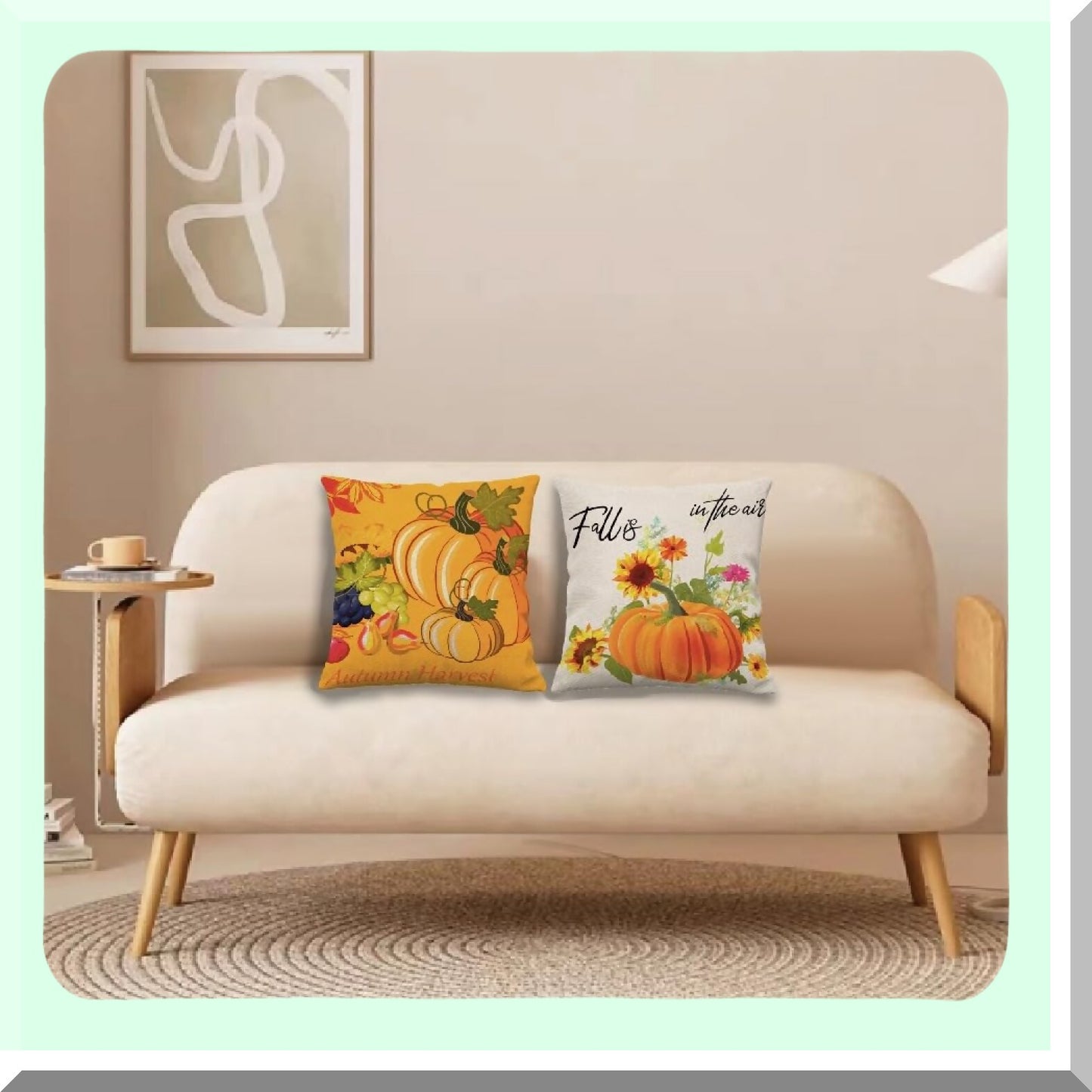Autumn Harvest Pillow Covers Set - Fall Thanksgiving Decor 18x18 - Autumn Leaves Throw Pillow Cases - Decorative Sofa Couch Pillows for Fall Theme