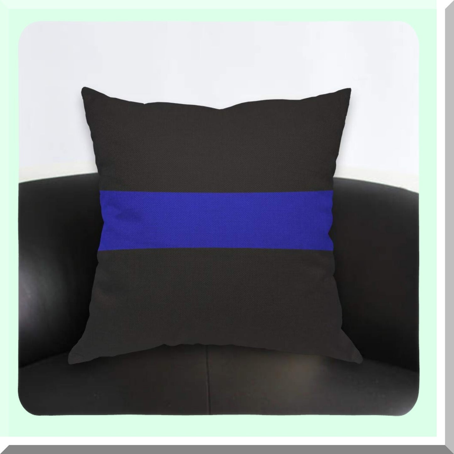 Patriotic Blue Line Modern Pillow Cover - Bright Dark Simple Flag Design - 18x18 Inch Decorative Cushion Case for Home Couch Bed - Men Women Boy Girl Room Decor