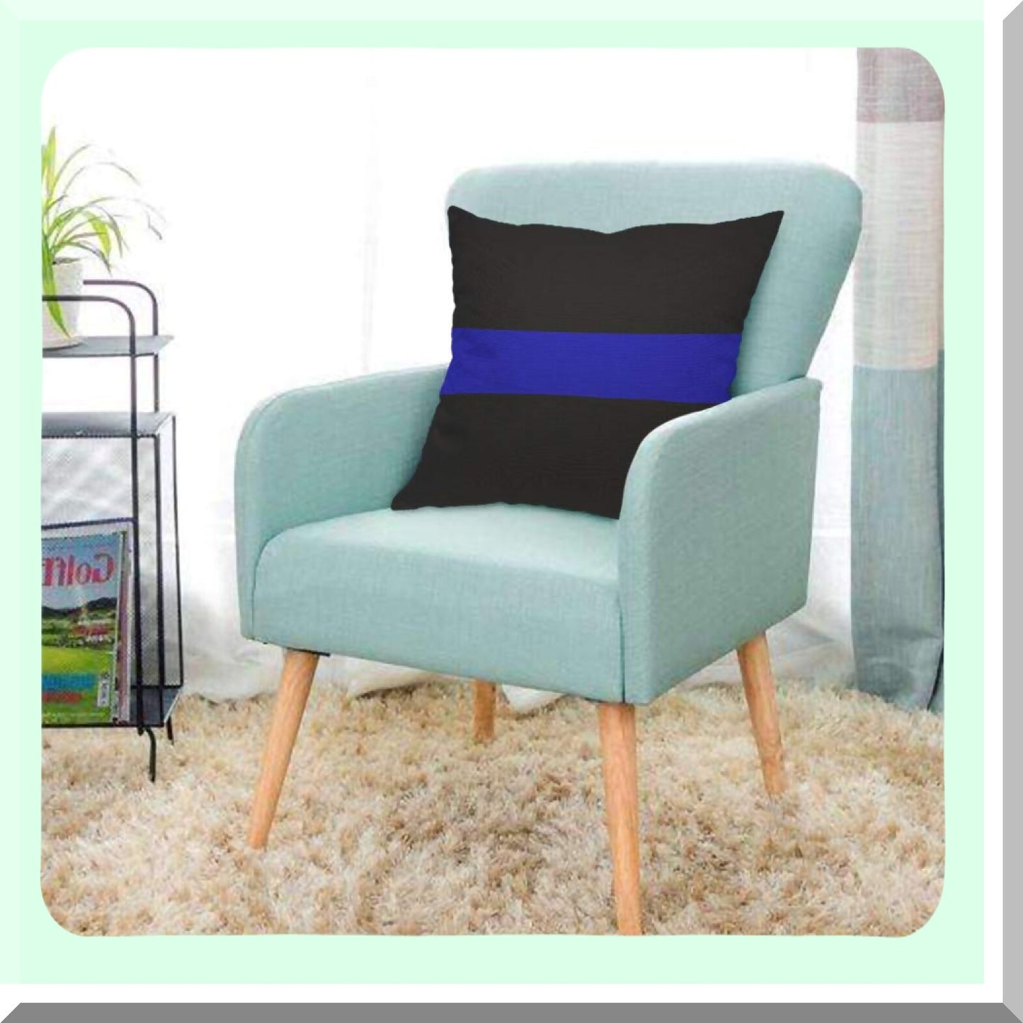 Patriotic Blue Line Modern Pillow Cover - Bright Dark Simple Flag Design - 18x18 Inch Decorative Cushion Case for Home Couch Bed - Men Women Boy Girl Room Decor