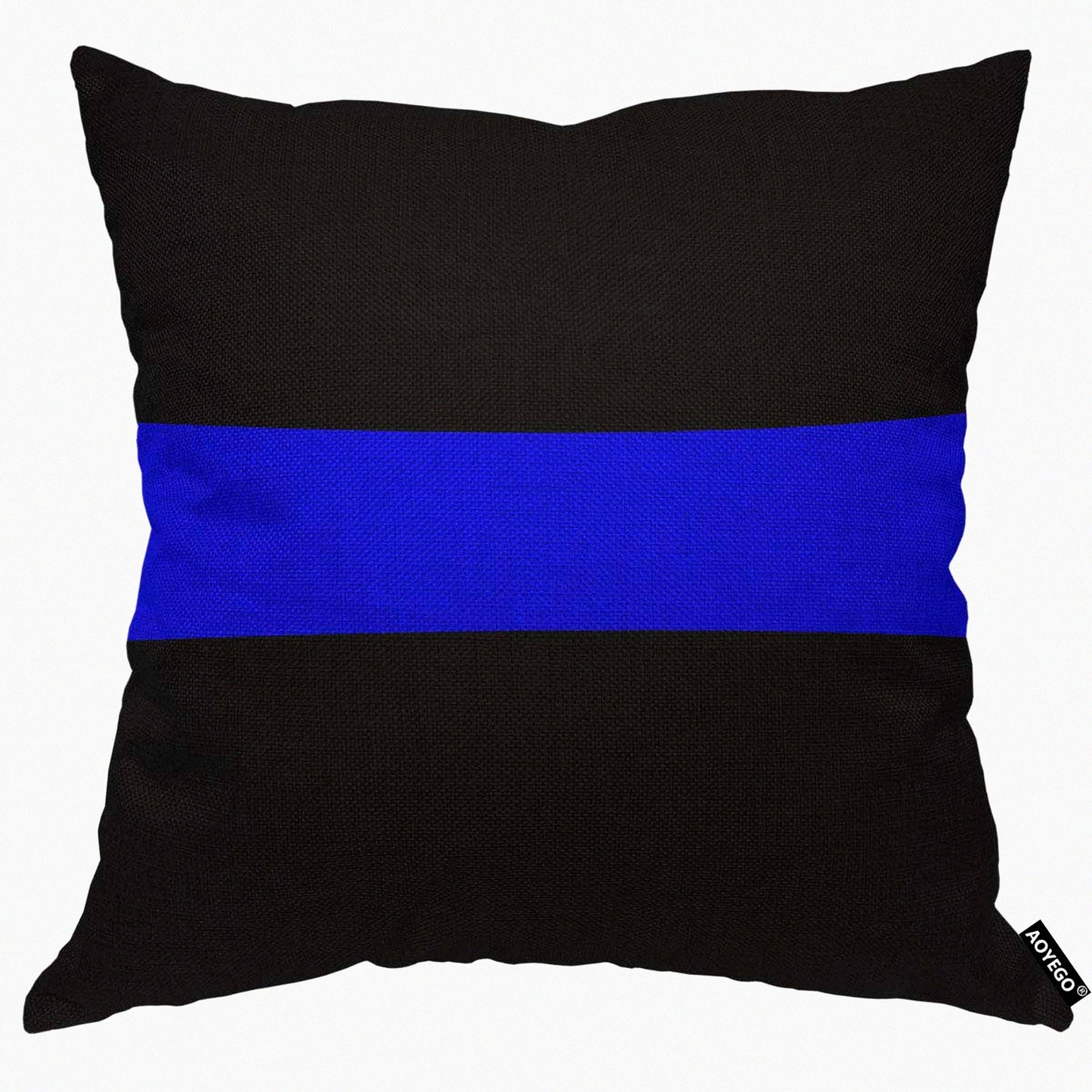 Patriotic Blue Line Modern Pillow Cover - Bright Dark Simple Flag Design - 18x18 Inch Decorative Cushion Case for Home Couch Bed - Men Women Boy Girl Room Decor