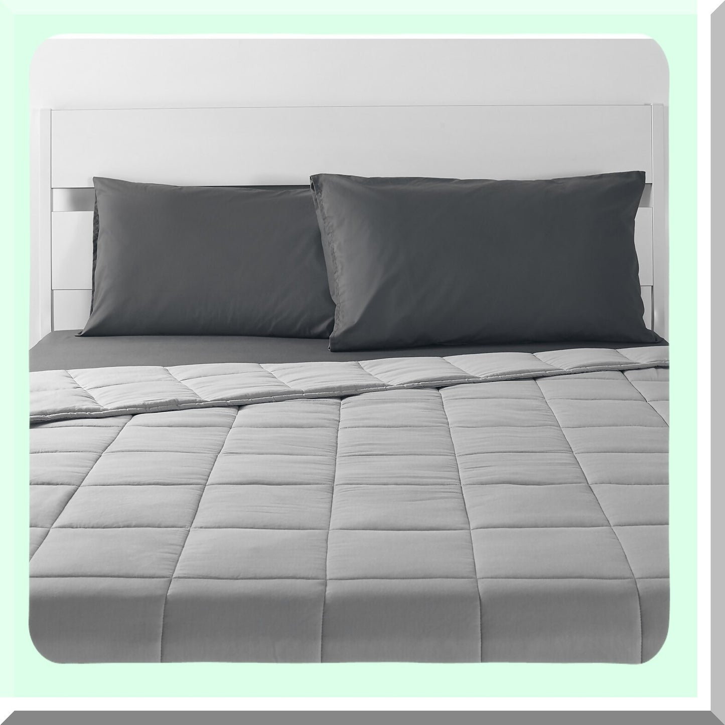 DreamEase Premium Cotton Weighted Blanket - 15lb, 60''x80'' for Natural Deep Sleep, Light Grey