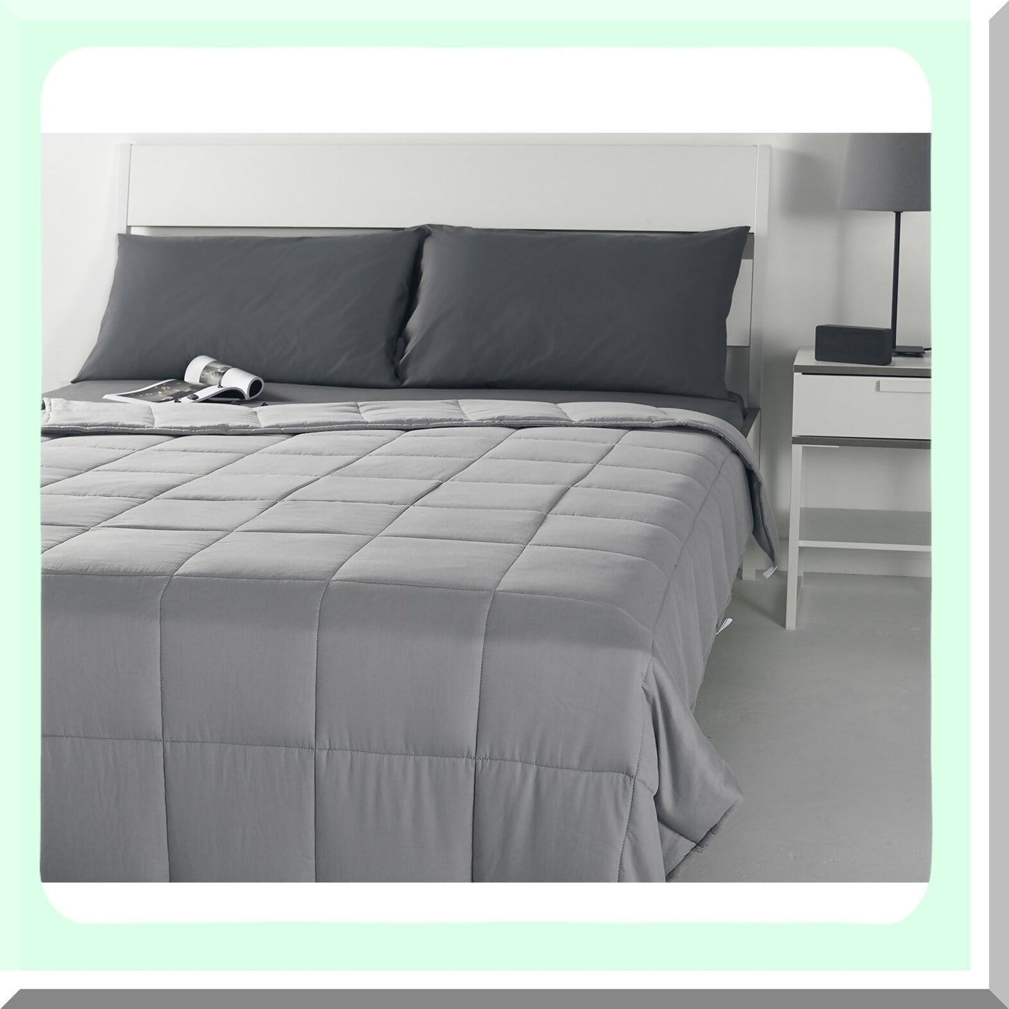 DreamEase Premium Cotton Weighted Blanket - 15lb, 60''x80'' for Natural Deep Sleep, Light Grey