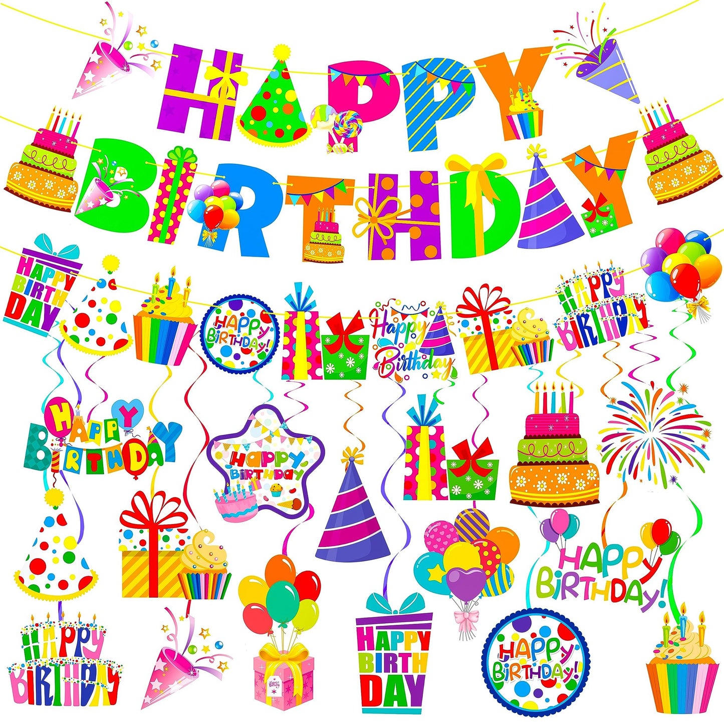 Colorful Birthday Party Decorations Set for Celebrations