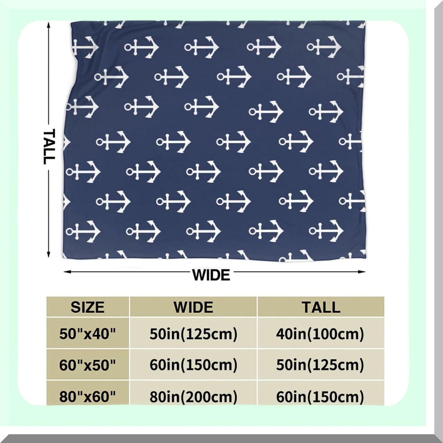 CozyNautical Navy Blue Anchor Flannel Fleece Throw Blanket - Soft, Warm, and Perfect for Bed, Sofa, or Living Room
